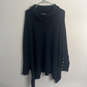 ALFANI PETITE Black Turtleneck Poncho Sweater Sz1X